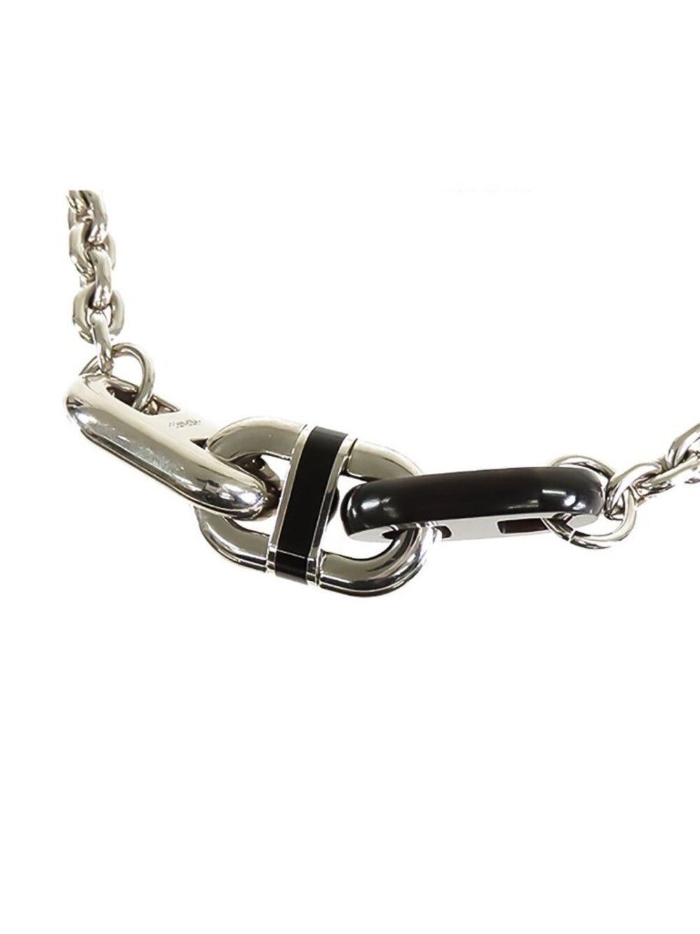 Hermes Chaine Maillon Necklace Silver Metal Buffalo Horn D'ancre